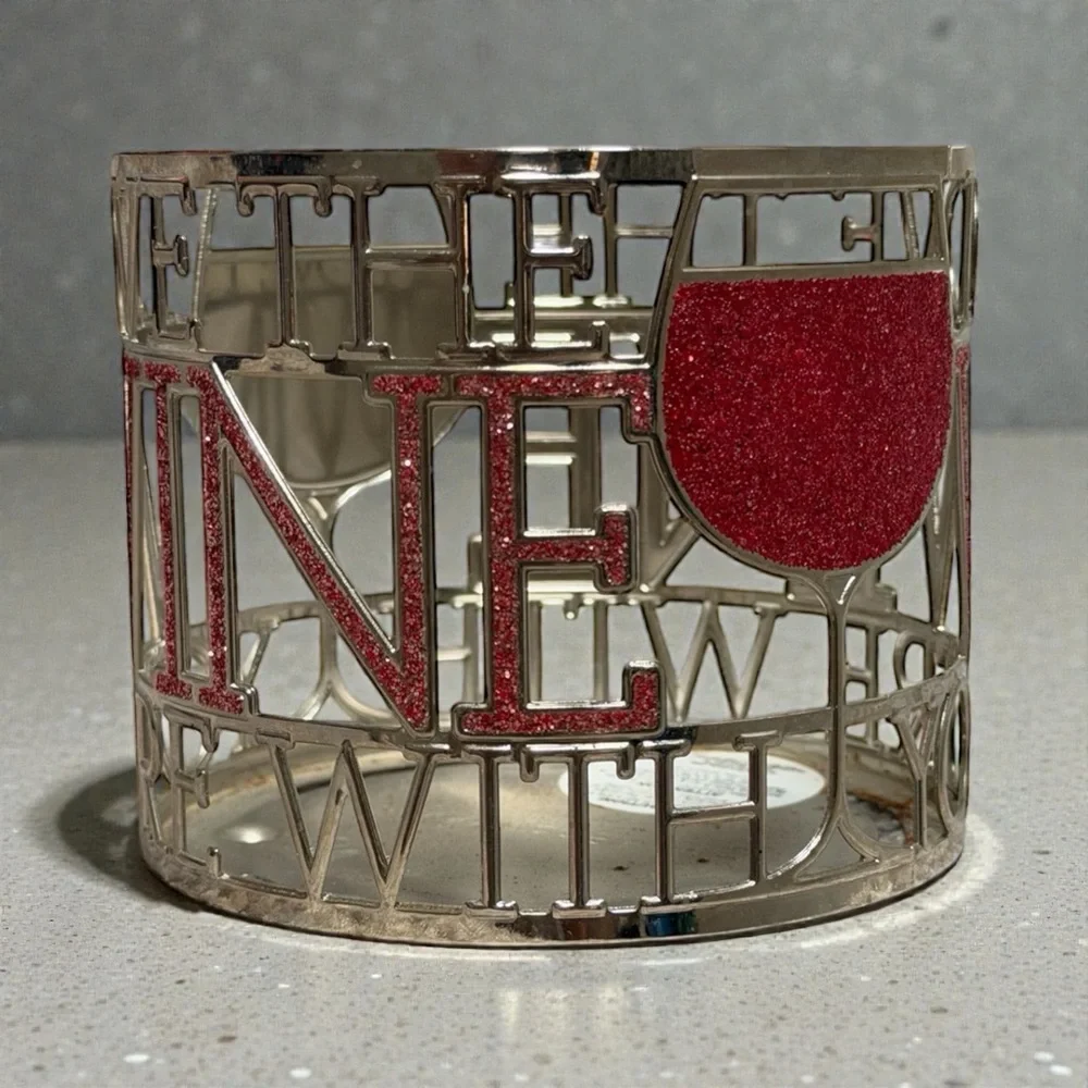 Bath & Body Works Love the Wine You’re With‎ 3 Wick Candle Holder Glitter Metal